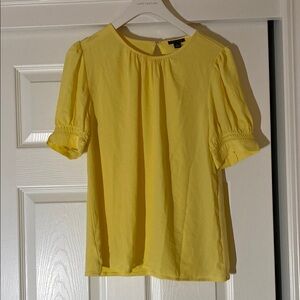 Ann Taylor Yellow Puff Sleeve Ruffled Blouse